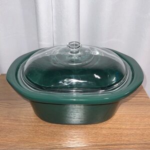 Rival 4 Qt Green Ceramic Crock Pot Replacement Insert w/ Glass Lid